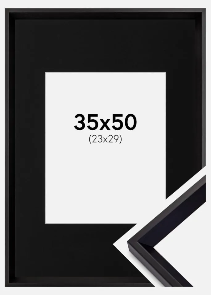 Ramme Globe Sort 35x50 cm - Passepartout Sort 24x30 cm