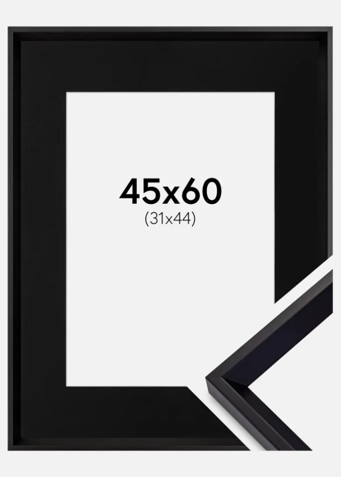 Ramme Globe Sort 45x60 cm - Passepartout Sort 32x45 cm