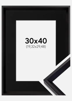 Ramme Globe Sort 30x40 cm - Passepartout Sort 8x12 inches