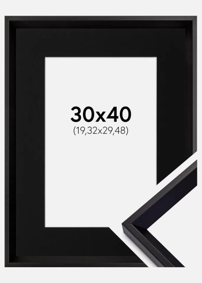 Ramme Globe Sort 30x40 cm - Passepartout Sort 8x12 inches