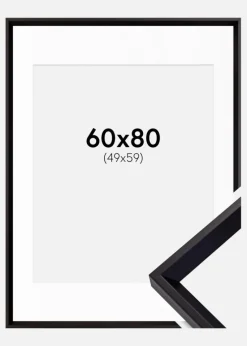 Ramme Globe Sort 60x80 cm - Passepartout Hvid 50x60 cm