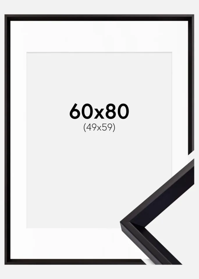 Ramme Globe Sort 60x80 cm - Passepartout Hvid 50x60 cm