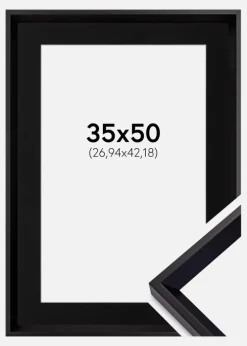 Ramme Globe Sort 35x50 cm - Passepartout Sort 11x17 inches