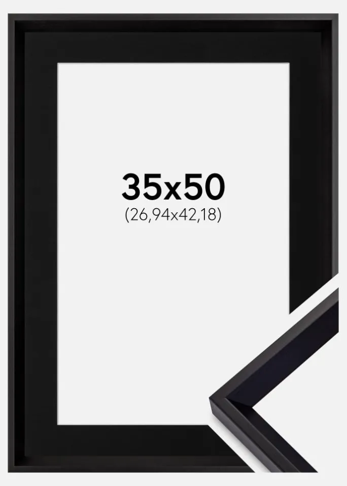 Ramme Globe Sort 35x50 cm - Passepartout Sort 11x17 inches