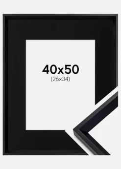 Ramme Globe Sort 40x50 cm - Passepartout Sort 27x35 cm