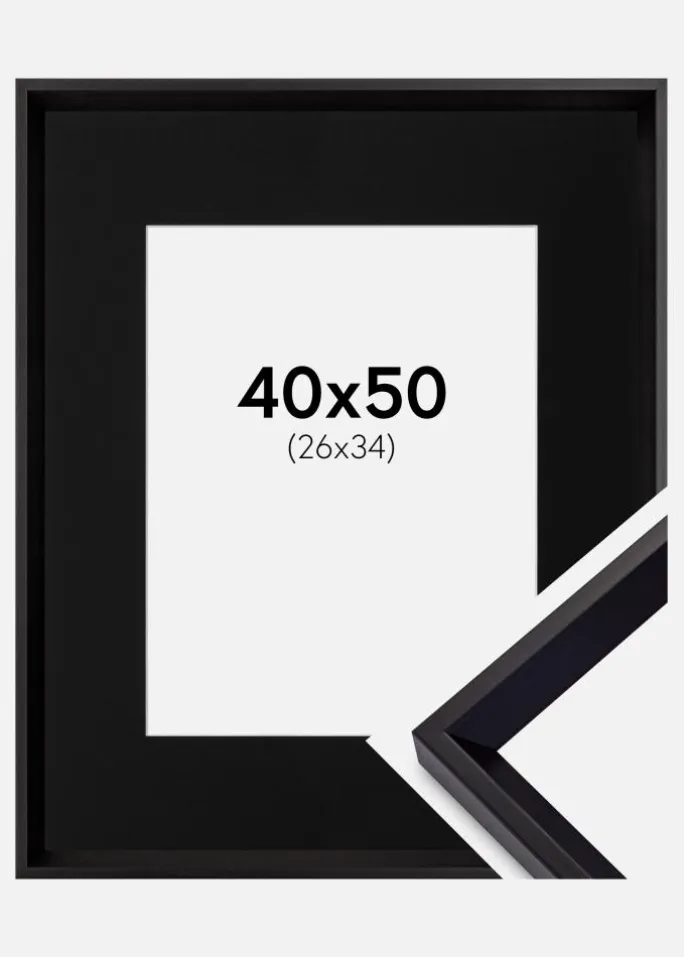 Ramme Globe Sort 40x50 cm - Passepartout Sort 27x35 cm
