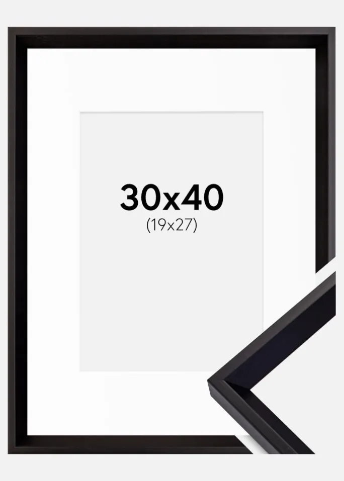 Ramme Globe Sort 30x40 cm - Passepartout Hvid 20x28 cm