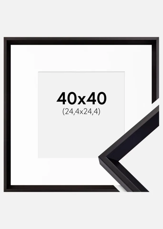 Ramme Globe Sort 40x40 cm - Passepartout Hvid 10x10 inches
