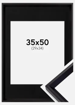 Ramme Globe Sort 35x50 cm - Passepartout Sort 30x35 cm