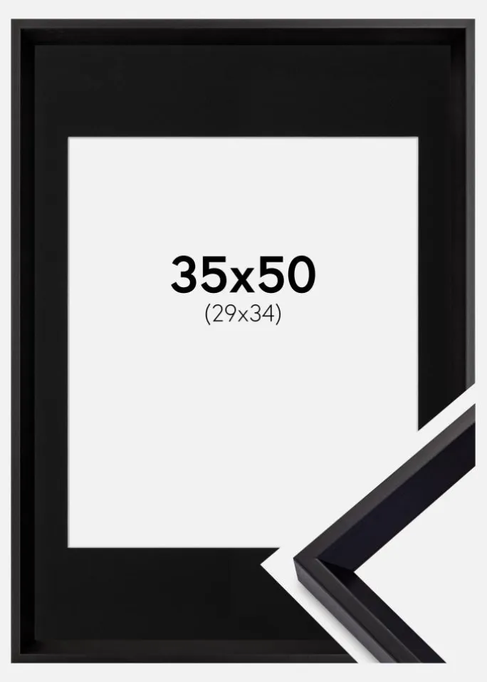 Ramme Globe Sort 35x50 cm - Passepartout Sort 30x35 cm