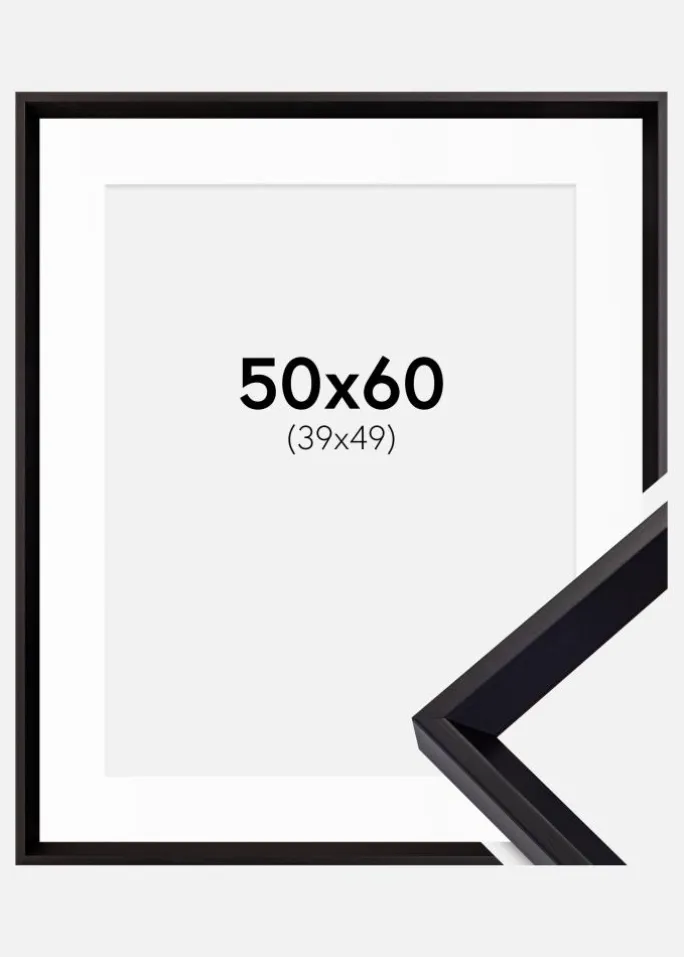 Ramme Globe Sort 50x60 cm - Passepartout Hvid 40x50 cm