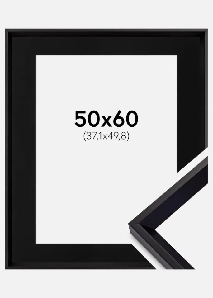 Ramme Globe Sort 50x60 cm - Passepartout Sort 15x20 inches
