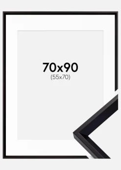 Ramme Globe Sort 70x90 cm - Passepartout Hvid 56x71 cm