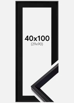 Ramme Globe Sort 40x100 cm - Passepartout Sort 30x91 cm