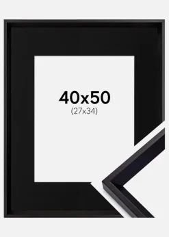 Ramme Globe Sort 40x50 cm - Passepartout Sort 28x35 cm