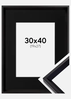 Ramme Globe Sort 30x40 cm - Passepartout Sort 20x28 cm