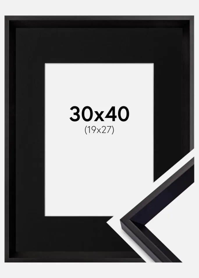 Ramme Globe Sort 30x40 cm - Passepartout Sort 20x28 cm