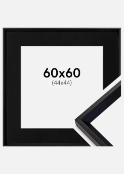 Ramme Globe Sort 60x60 cm - Passepartout Sort 45x45 cm