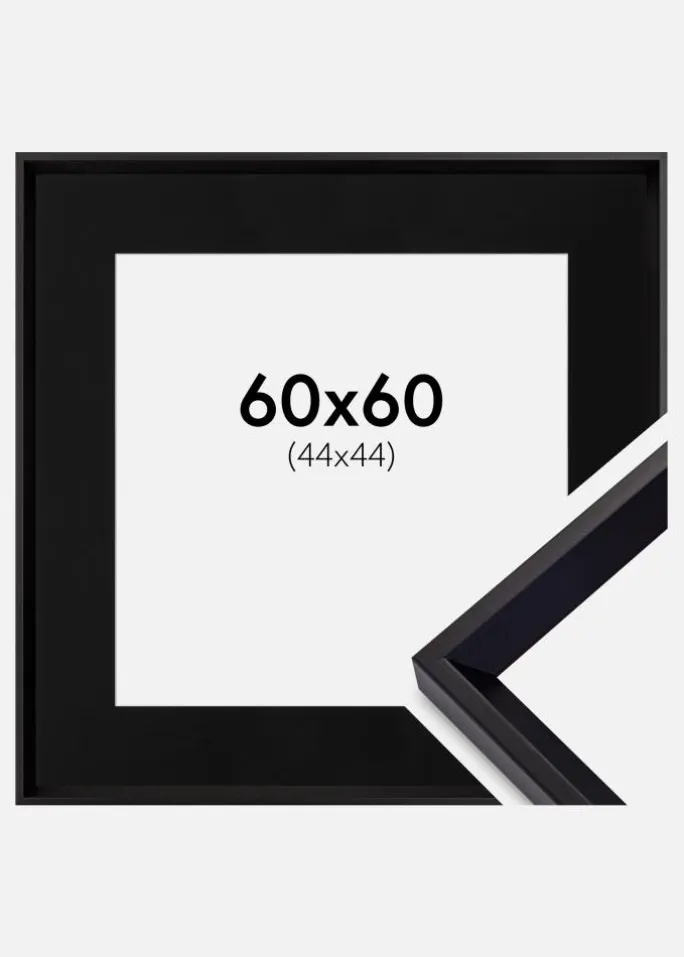 Ramme Globe Sort 60x60 cm - Passepartout Sort 45x45 cm