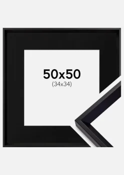 Ramme Globe Sort 50x50 cm - Passepartout Sort 35x35 cm