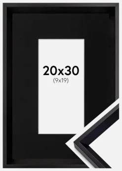 Ramme Globe Sort 20x30 cm - Passepartout Sort 10x20 cm