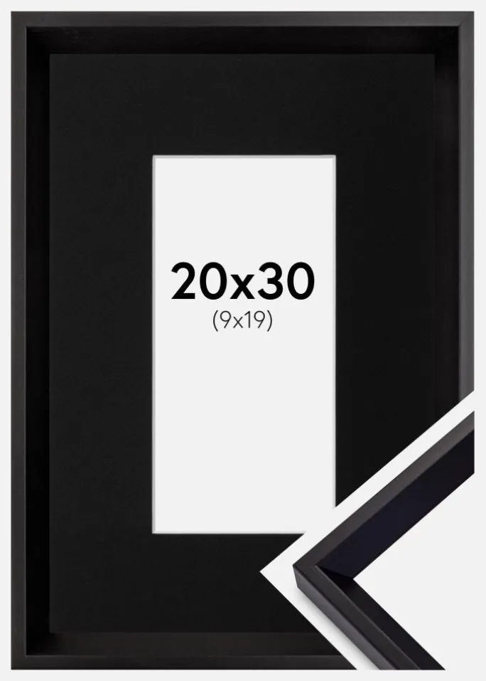 Ramme Globe Sort 20x30 cm - Passepartout Sort 10x20 cm