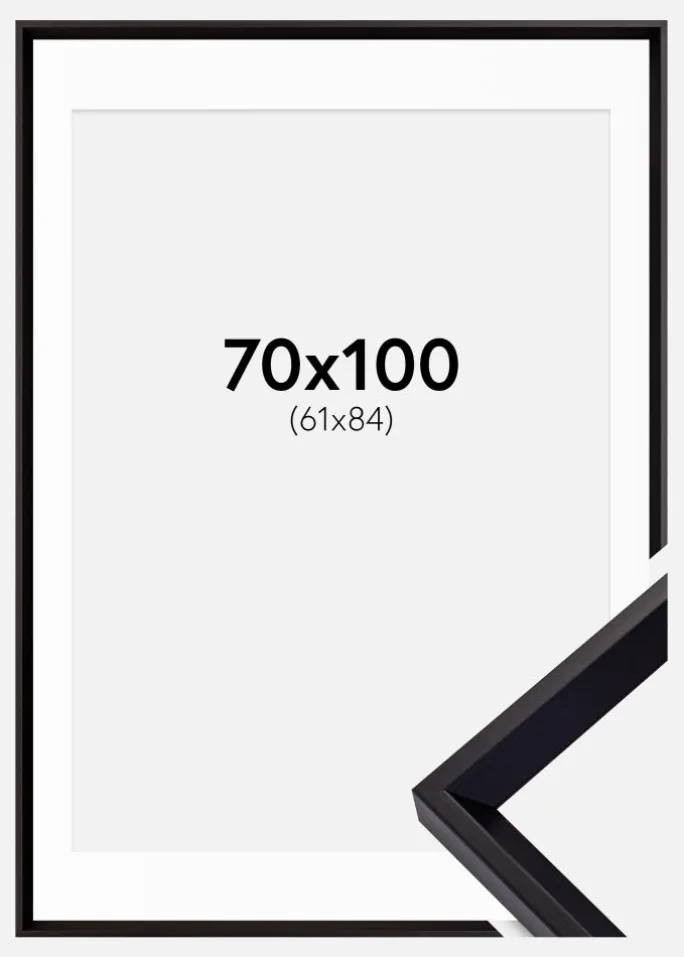 Ramme Globe Sort 70x100 cm - Passepartout Hvid 62x85 cm