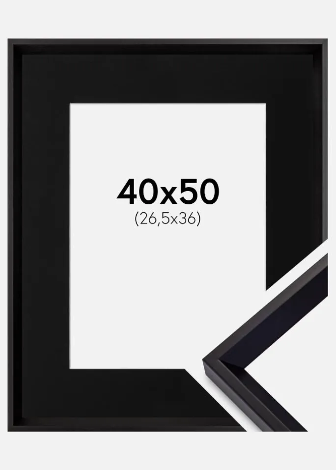 Ramme Globe Sort 40x50 cm - Passepartout Sort 27,5x37 cm