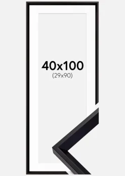 Ramme Globe Sort 40x100 cm - Passepartout Hvid 30x91 cm