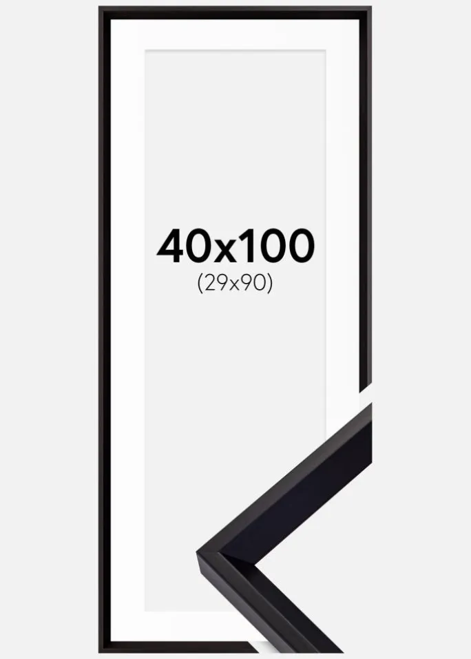 Ramme Globe Sort 40x100 cm - Passepartout Hvid 30x91 cm