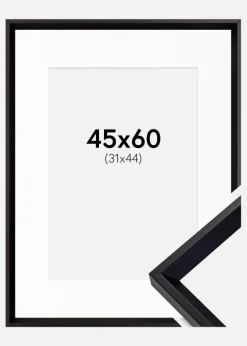 Ramme Globe Sort 45x60 cm - Passepartout Hvid 32x45 cm