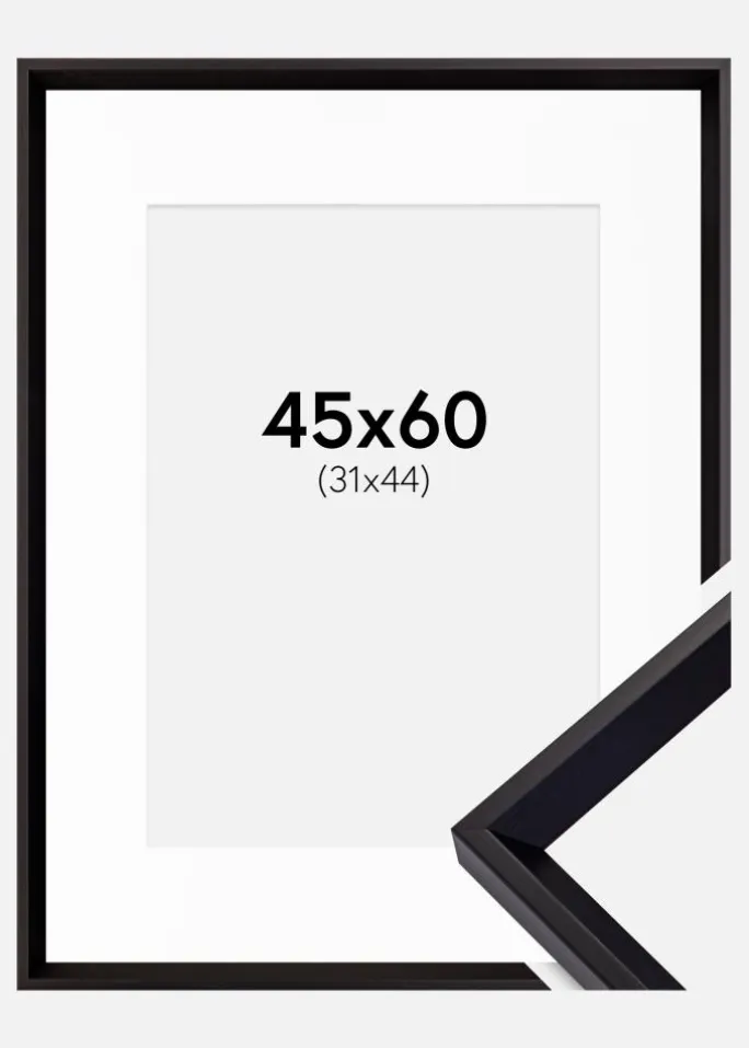 Ramme Globe Sort 45x60 cm - Passepartout Hvid 32x45 cm