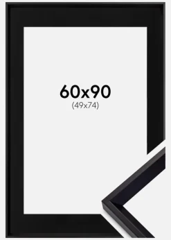 Ramme Globe Sort 60x90 cm - Passepartout Sort 50x75 cm