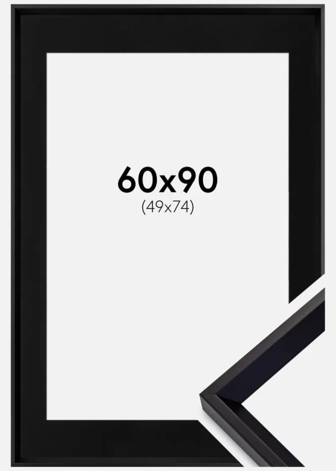 Ramme Globe Sort 60x90 cm - Passepartout Sort 50x75 cm