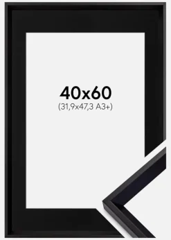 Ramme Globe Sort 40x60 cm - Passepartout Sort 32,9x48,3 cm (A3+)