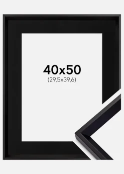 Ramme Globe Sort 40x50 cm - Passepartout Sort 12x16 inches