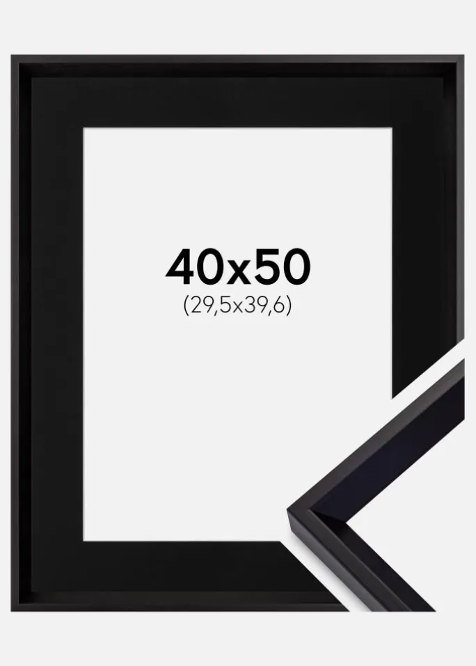 Ramme Globe Sort 40x50 cm - Passepartout Sort 12x16 inches