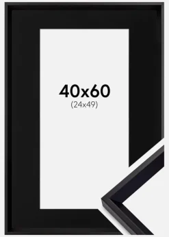 Ramme Globe Sort 40x60 cm - Passepartout Sort 25x50 cm