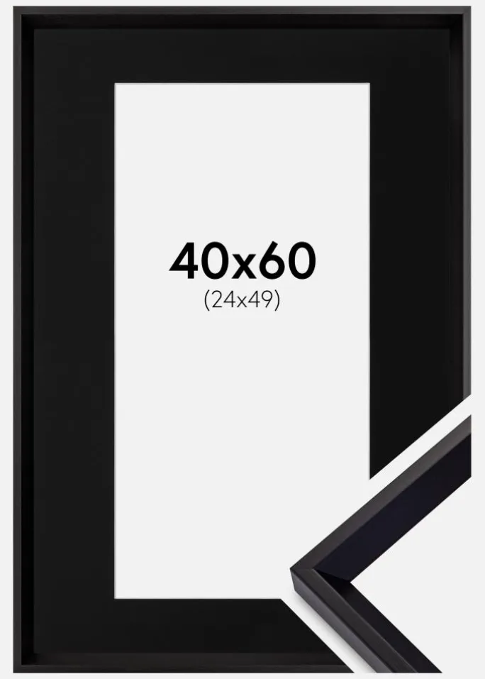 Ramme Globe Sort 40x60 cm - Passepartout Sort 25x50 cm