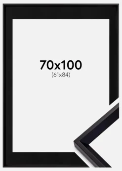 Ramme Globe Sort 70x100 cm - Passepartout Sort 62x85 cm