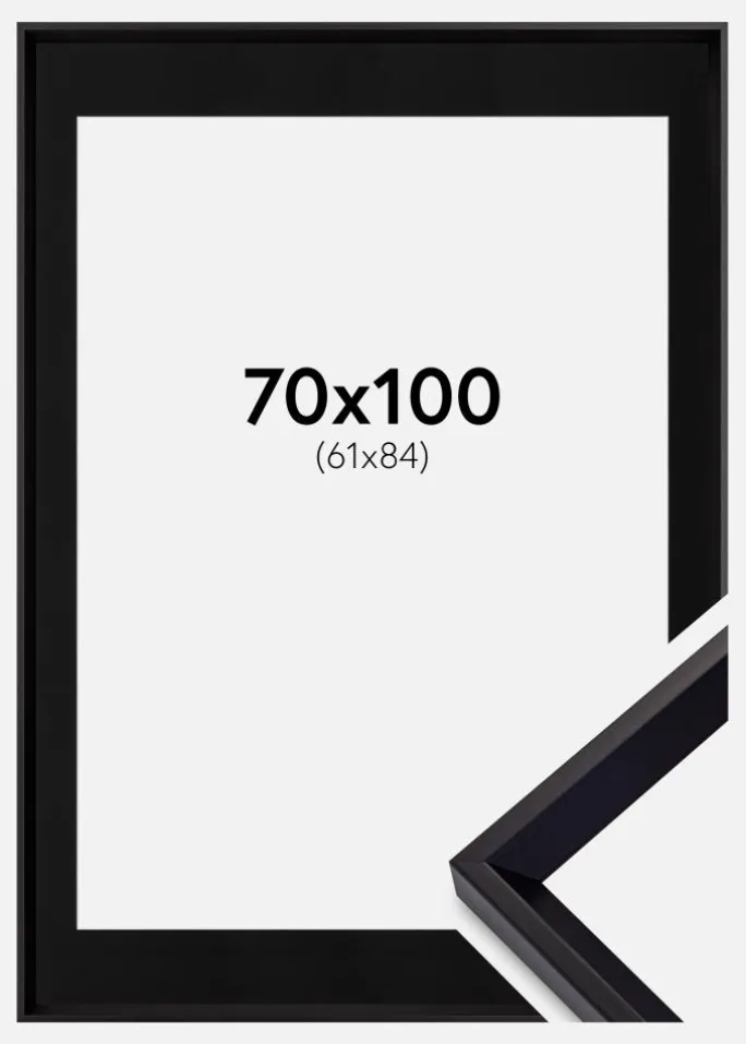 Ramme Globe Sort 70x100 cm - Passepartout Sort 62x85 cm