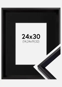Ramme Globe Sort 24x30 cm - Passepartout Sort 6x8 inches