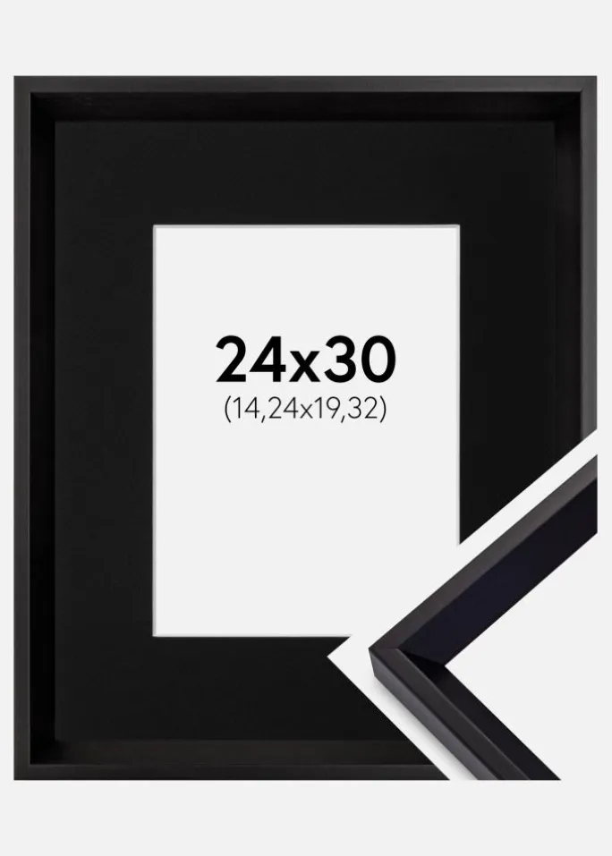 Ramme Globe Sort 24x30 cm - Passepartout Sort 6x8 inches