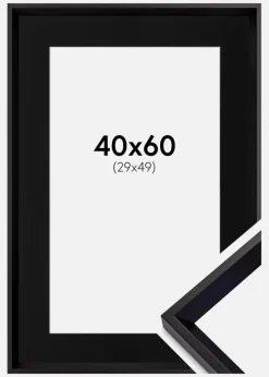 Ramme Globe Sort 40x60 cm - Passepartout Sort 30x50 cm