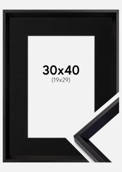 Ramme Globe Sort 30x40 cm - Passepartout Sort 20x30 cm