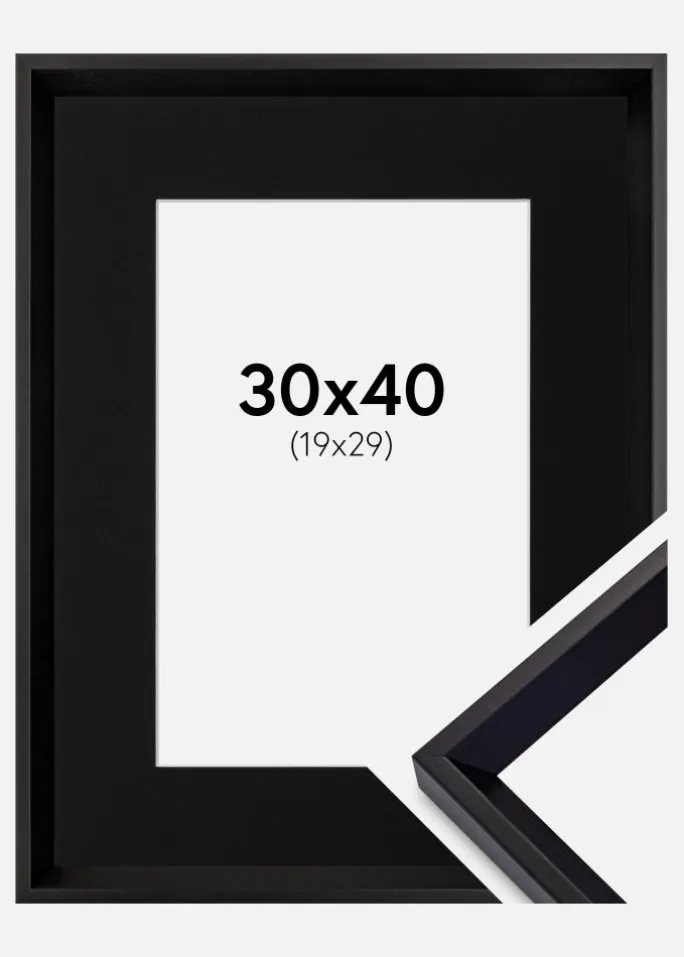 Ramme Globe Sort 30x40 cm - Passepartout Sort 20x30 cm