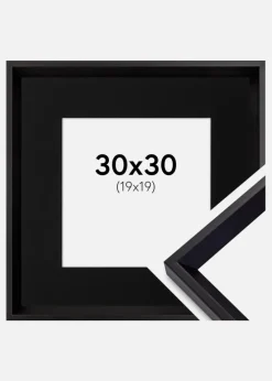 Ramme Globe Sort 30x30 cm - Passepartout Sort 20x20 cm