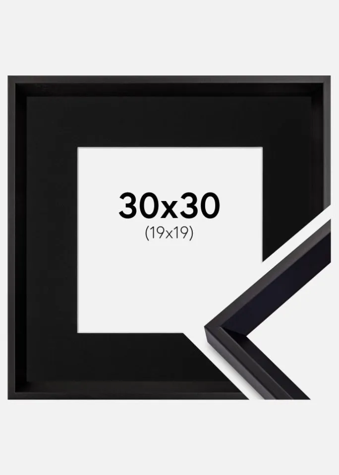 Ramme Globe Sort 30x30 cm - Passepartout Sort 20x20 cm
