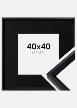 Ramme Globe Sort 40x40 cm - Passepartout Sort 25x25 cm