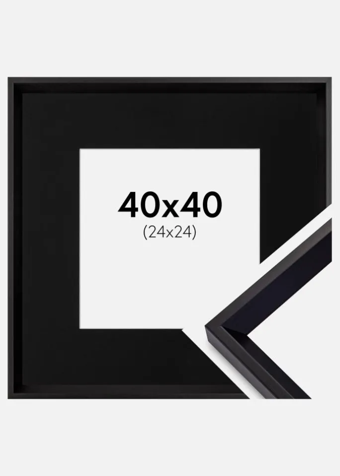 Ramme Globe Sort 40x40 cm - Passepartout Sort 25x25 cm